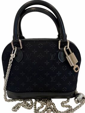 LOUIS VUITTON Hand Bag Mini Alma BB Black Monogram Satin